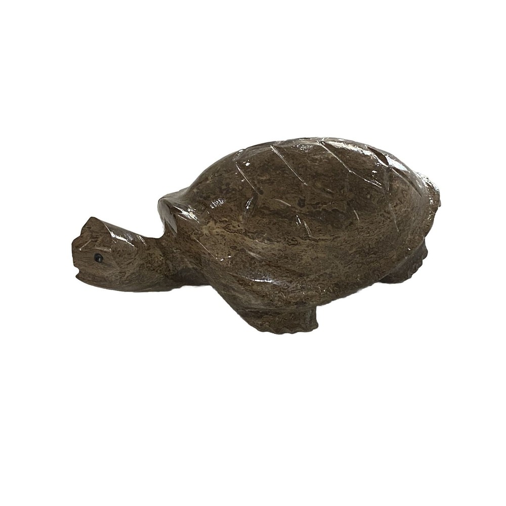 Hand Carved Cozumel Heavy Brown Stone Turtle Tortoise Sculpted Figurine